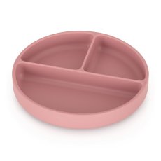 Silikonowy talerzyk z przegródkami okrągły kolor różowy