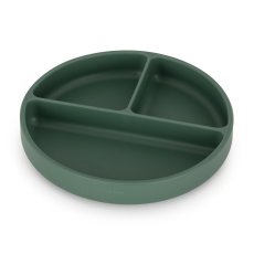 Silikonowy talerzyk z przegródkami okrągły kolor zielony