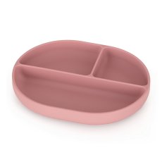 Silikonowy talerzyk z przegródkami owalny kolor różowy